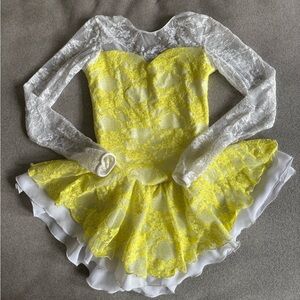 JERRY’s FigureSkating Dress Sun Yellow and White Lace
